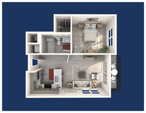 a floor plan of a 1 bedroom apartment